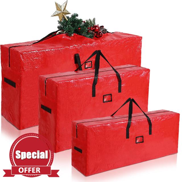 Abbylike 3 Pcs Christmas Tree Storage Bag Durable Waterproof Dual Zippered Bag with Reinforced Handles 3 Size Large Storage Bags Against Dust for Artificial Xmas Tree up to 9 Ft