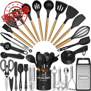 Kitchen Utensils Set- 34PCS Silicone Cooking Utensils with Holder