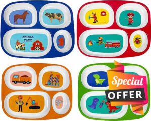 4E's Novelty 4 Melamine Dinner Plate for Kids Boys