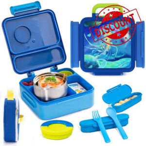 HAIXIN Bento Box for Kids - Insulated Lunch Box with Thermos for Hot Food