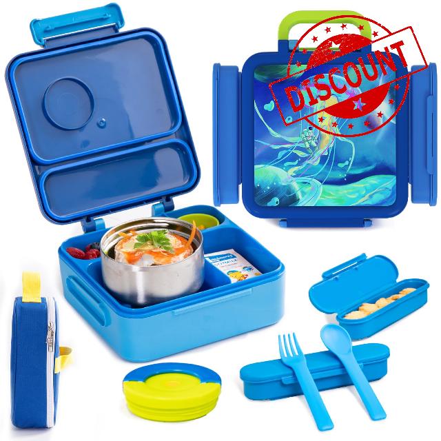 HAIXIN Bento Box for Kids - Insulated Lunch Box with Thermos for Hot Food