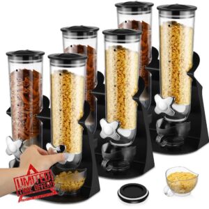 Landhoow 3 Pack Cereal Dispensers Dry Food Containers 120 oz Candy Dispenser Countertop Dual Cereal Storage Machine with Airtight Lids and Cups Grain Snack Dispenser for Nut Snack Oatmeal Pet Food