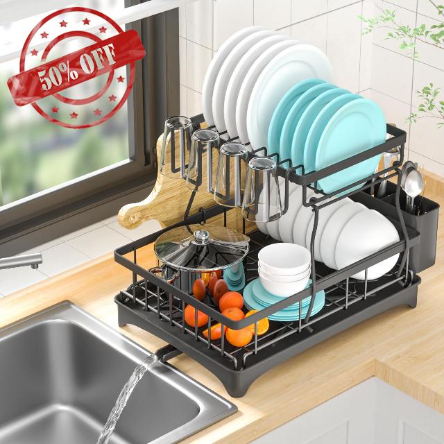 Yeepoo Dish Drying Rack 2 Tier for Kitchen Counter