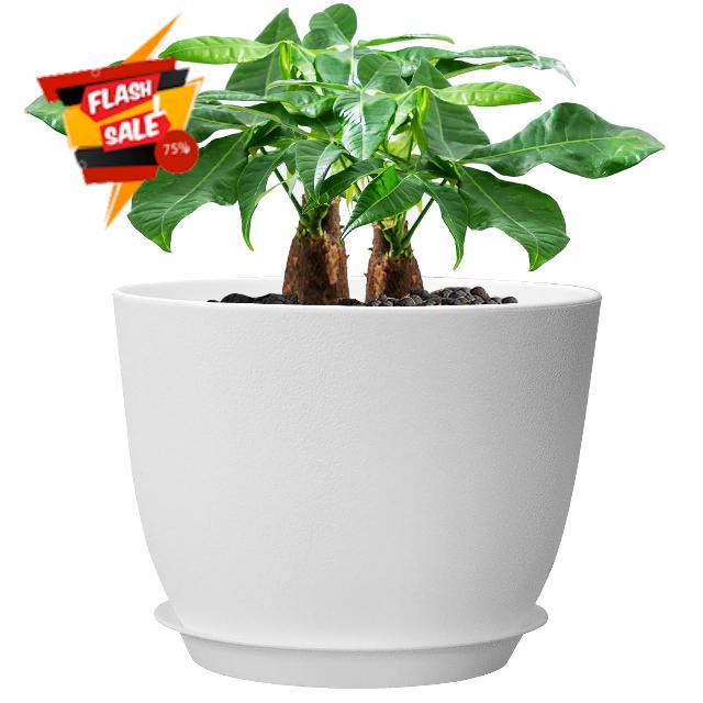 UOUZ 12inch Modern Plant Pots with Driange Holes and Saucers for Indoor Outdoor Garden Plants and Flowers