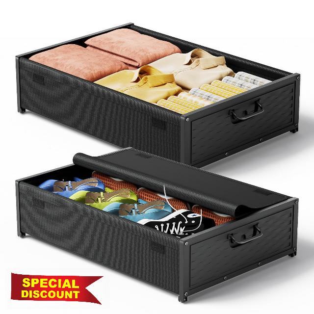 Under Bed Storage with Wheels- Under the Bed Storage Containers with Cover and Handle