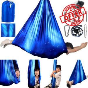 Double Layer Sensory Swing for Kids & Adults Holds up to 220lbs Indoor and Outdoor Therapy Cuddle Swing with 360° Swivel Hanger Kit Adjustable Swing for Child with Aspergers Autism ADHD