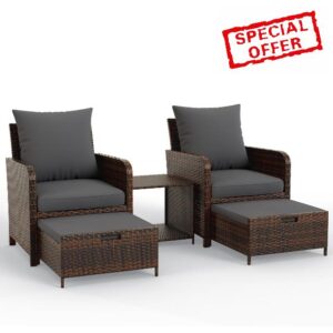 UDPATIO Balcony Furniture Patio Set with Ottoman