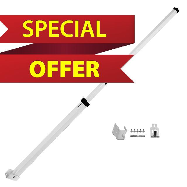 SecurityMan Sliding Door Security Bar - Dual Use as Patio Door Security Bar or Window Security Lock with Anti Lift Safety - Child Proof and Adjustable 19"-51" - Constructed of High Grade Iron - White