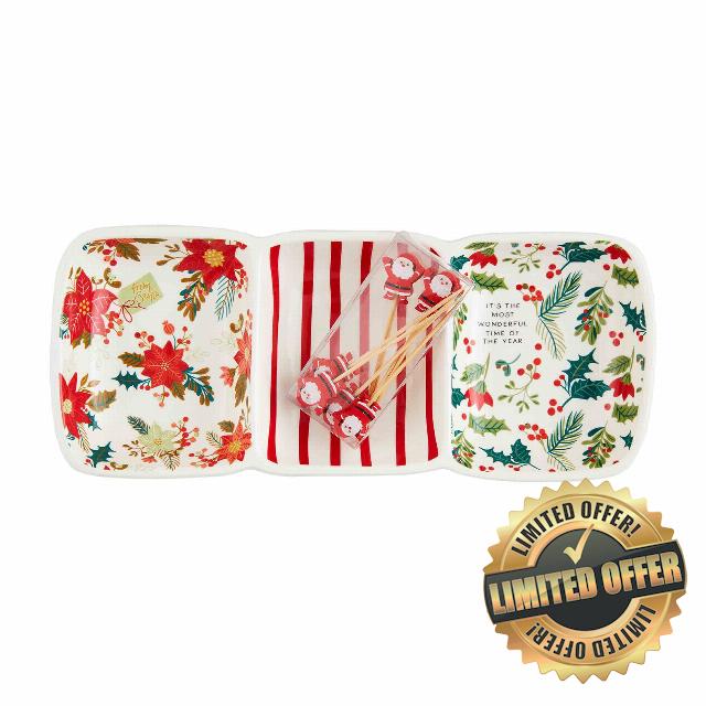 Mud Pie Christmas Pattern Triple Tidbit Set
