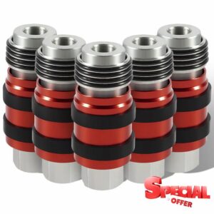 Deecaray S-1750 Safety Exhaust Coupler - 1/4" body - 1/4" Male NPT - 5 IN 1 Universal Safety Exhaust Quick Connect Industrial Coupler(Pack of 5)