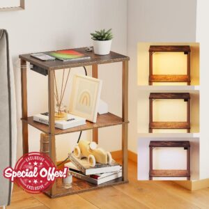 SUNMORY Dimmable LED End Table with Charging Station