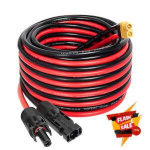 MOOKEERF Solar to XT60 Extension Cable 25FT 10AWG XT60 Charge Extension Cable Solar Panel Connector to XT60 Adapter Cable for Portable Power Station Solar Generator Battery Pack