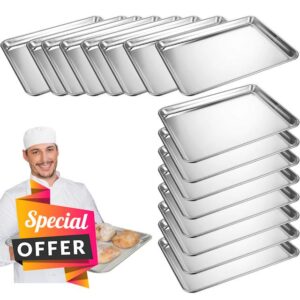 Zhehao 16 Pack Half Size Aluminum Baking Sheet 18 x 13 Inch Commercial Cookie Baking Sheet Pans Half Sheet Pan Rimmed Baking Pans for Oven Safe Business Party Bakery Baking Roasting Tray Pan