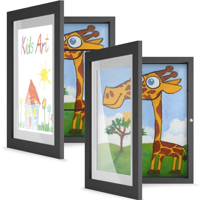 CROSYMX Kids Art Frame Artwork Changeable Front Opening Display Holds 50 Pieces Storage Solution