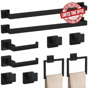 10-Pieces Matte Black Bathroom Accessories Set