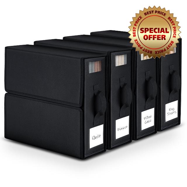 MuiiuM Bed Sheet Organizer and Storage 4 Pack (Queen or King Size)