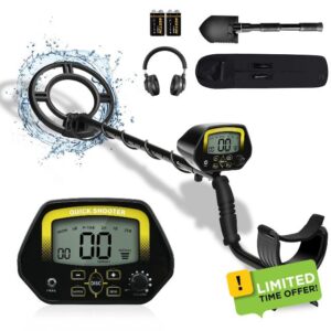PalliPartners Metal Detector for Adults & Kids，Higher Accuracy Adjustable Waterproof Metal Detectors with Pinpoint & Disc，10" Inch Search Great for Detecting Gold，Coin，Treasure Hunting（3040-Yellow）