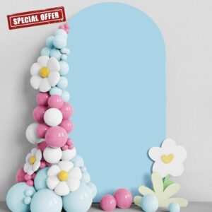 Asee'm 7.2FT Wedding Arch Cover Dusty Blue Fitted Spandex Cover 2-Sided Round Top Chiara Backdrop Stand Covers for Party Ceremony Birthday Banquet Decoration