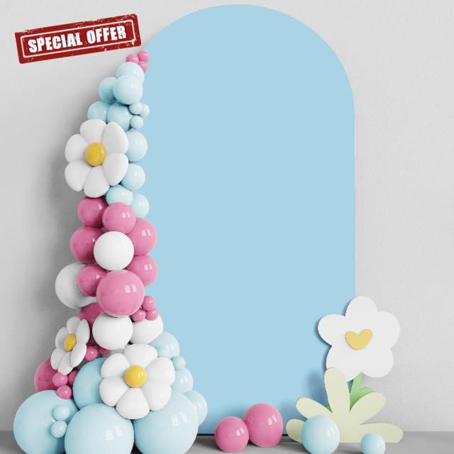 Asee'm 7.2FT Wedding Arch Cover Dusty Blue Fitted Spandex Cover 2-Sided Round Top Chiara Backdrop Stand Covers for Party Ceremony Birthday Banquet Decoration