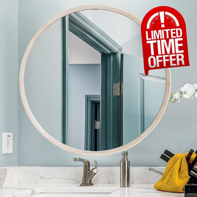 MAGFLERUM Round Wood Mirror 30 Inch
