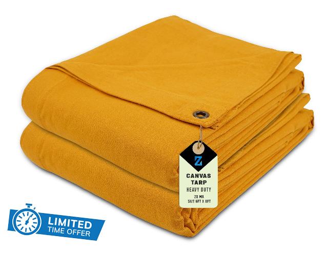 Zuperia 2 Pack Canvas Tarp 6' x 8' ft