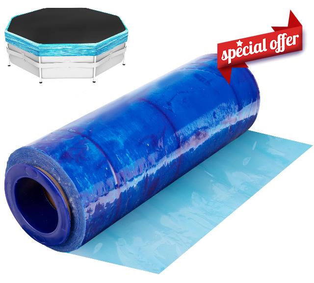 1200 Ft x 11.6 Inch Winter Pool Cover Seal for Above Ground Pools- Good Air-Tightness Pool Cover Seal Wrap- Shrink Film Stretch Film Wrap for a Variety of Pools to Keep Clear (Blue)