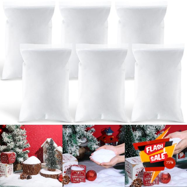 Jenaai 6 Pack Fake Snow Decoration Artificial Snow for Christmas Decoration Plastic Snow Fake Snow Powder for Christmas Tree Decorations Village Winter Displays Party Supplies