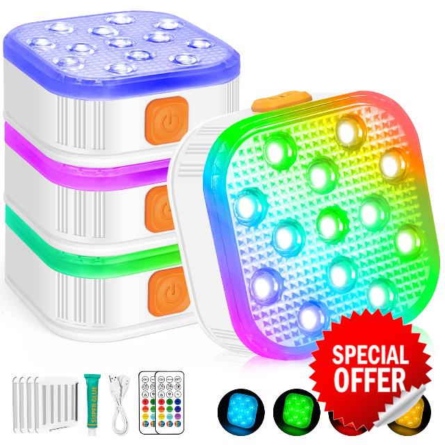 RIOGOO Rechargeable Submersible LED Pool Lights with Remote