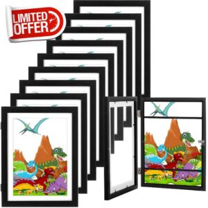 Barydat 12 Pack 9 x 12 Inch Kids Artwork Picture Frame with Acrylic Front Opening Display Storage Wooden Kids Art Storage Frames for Art Projects Schoolwork Drawings Paintings