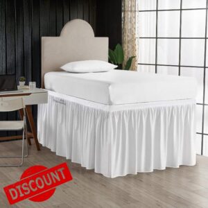 Dorm Room Ruffled Bed Skirt - Microfiber Dorm Bed Skirt Extra Long Dorm Room Bed Skirts Twin-XL 32 inch Drop Bed Skirt- College Dorm Bed Skirt White