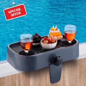 Hot Tub Table Tray - Adjustable Hot Tub Side Table Nonslip Drink Cup Holder for Spa Bathtub Outdoor Above Ground Pool Accessories