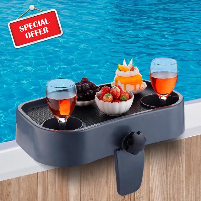 Hot Tub Table Tray - Adjustable Hot Tub Side Table Nonslip Drink Cup Holder for Spa Bathtub Outdoor Above Ground Pool Accessories