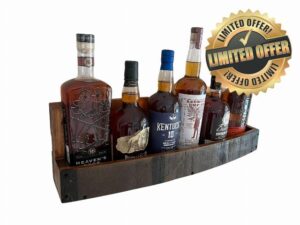 RELODECOR Whiskey & Wine Barrel Shelf: Wall-Mounted Wooden Display Rack for Displaying Liquor Bottles