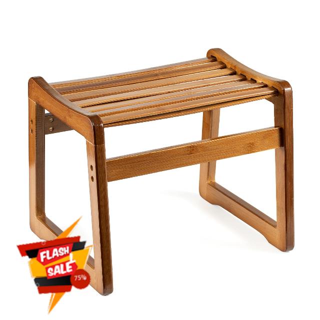 MillTu Bamboo Shower Bench Stool - Soft Spa Bench