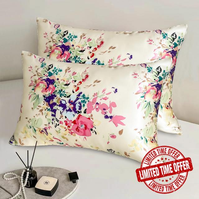 100% Pure Mulberry Silk Pillowcase Set of 2 Standard Size with Zipper