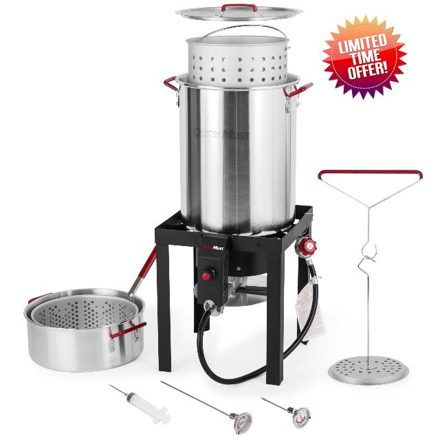 OuterMust Turkey Fryer with Basket and Burner Set