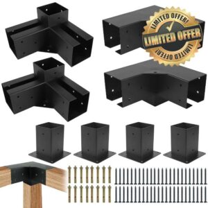 Pergola Gazebo Brackets-Kit 4x4 Yzzwer - 3-Way DIY Pergola Right Angle Corner Bracket for (3.5x3.5 Inch) Wood Beams