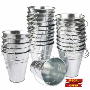 25 Pack 4.5 Inch Mini Metal Buckets