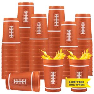 Dandat 150 Pcs 15 oz Football Plastic Cups Football Plastic Tumblers Sports Kid Cups Tableware Football Cups Football Party Supplies Reusable Plastic Drinking Cups for Football Sports Party Favors