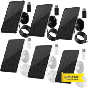 Kanayu 6 Pcs Camera Solar Panel with 9.8ft 5V 4W Charging Cable