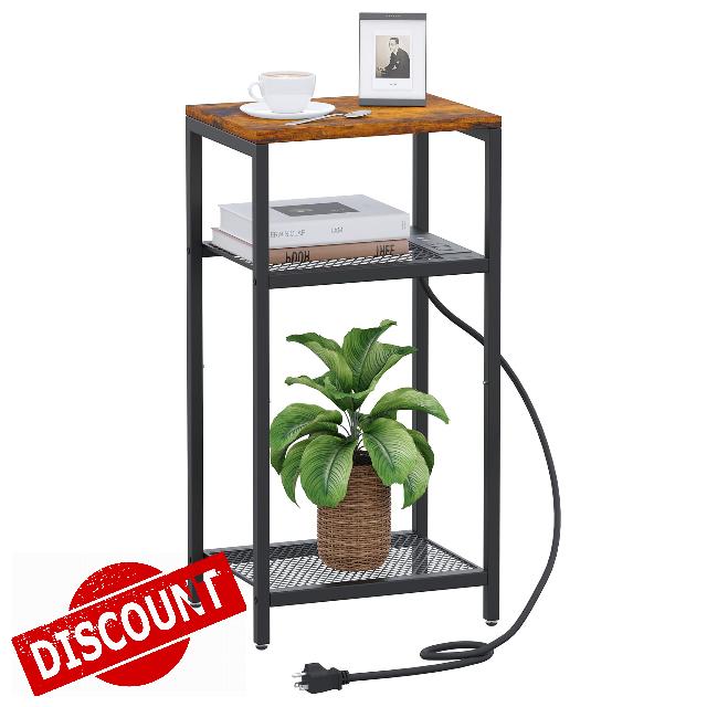 Yifeel Tall Side Table with Charging Station