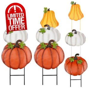 2 Set Fall Pumpkins Decorations Outdoor Garden Stakes