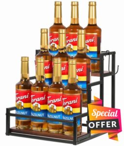 EAOAK Coffee Syrup Rack Organizer Syrup Bottle Holder Stand for Coffee Bar 3-Tier 12 Bottles Storage Shelves for Syrup