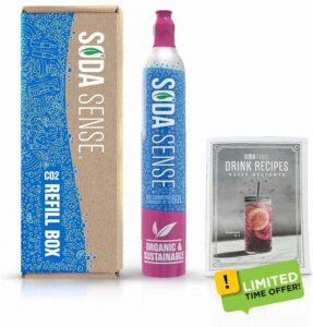 Soda Sense 1pk Easy Connect 60L CO2 Carbonator Cylinder Recipe Book Bundle + $15 Amazon Gift Card