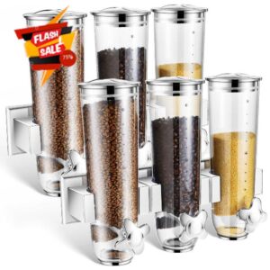 Umigy 2 Pcs Cereal Dispenser Wall Mounted Triple Dry Food Dispenser 39 oz Silver Snack Candy Dispenser Machine Wall Mount Cereal Storage Container for Pantry Snack Dispenser with 3 Cup for Kitchen