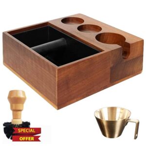 KoreTech Espresso Knock Box 4 in 1 Espresso Tamping Station 51/54/58mm Espresso Accessories Organizer Tamper Holder