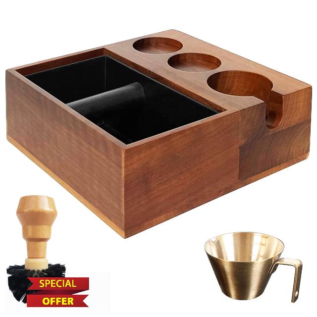 KoreTech Espresso Knock Box 4 in 1 Espresso Tamping Station 51/54/58mm Espresso Accessories Organizer Tamper Holder