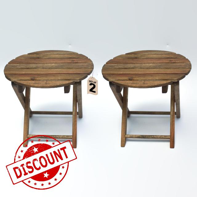 Timberholm Set of 2 Outdoor Waterproof Folding Side Tables