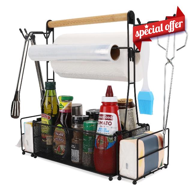 RIFPOD Grill Utensil Caddy with Paper Towel Holder