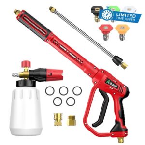 Aihand Pressure Washer Gun with Foam Cannon 1 Liter - 1/4" Quick Connector & M22-14mm/15mm Fitting
